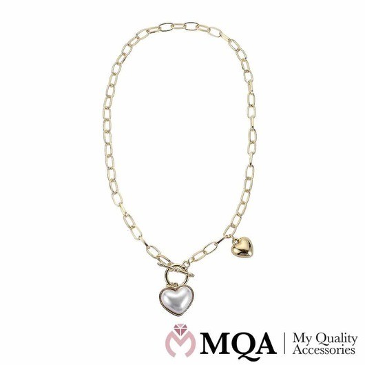 Halsband guldfärgat, hjärthänge, växlingslås
