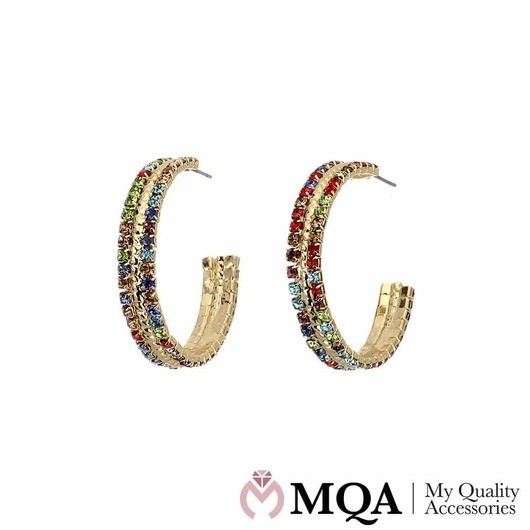 Ãrhängen, guldfärgade, med små färgade stenar