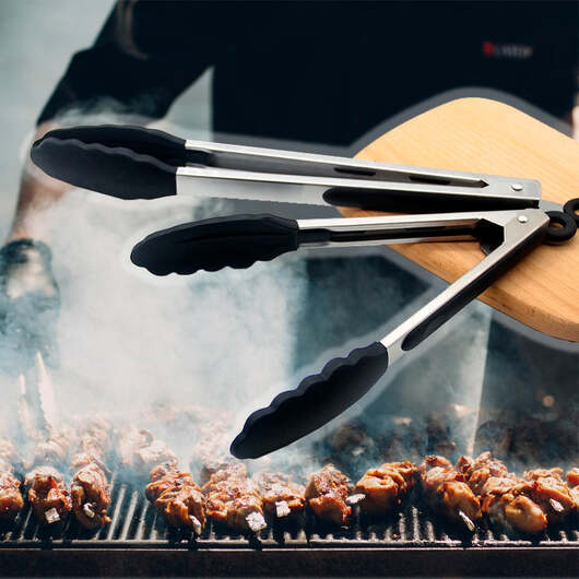 Grilltång i silikon och rostfritt stål - 23/30 cm - svart eller vit