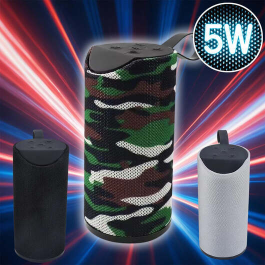 Bluetooth-högtalare 5W med subwoofer och tygdesign - Svart