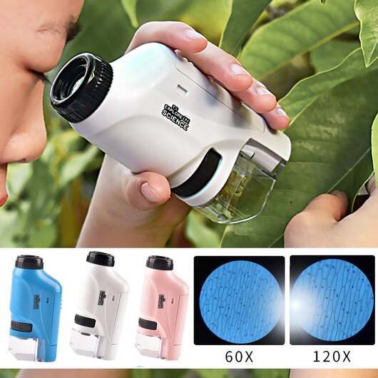 Mikroskop med handtag för barn - Rosa, Blått eller Vitt -