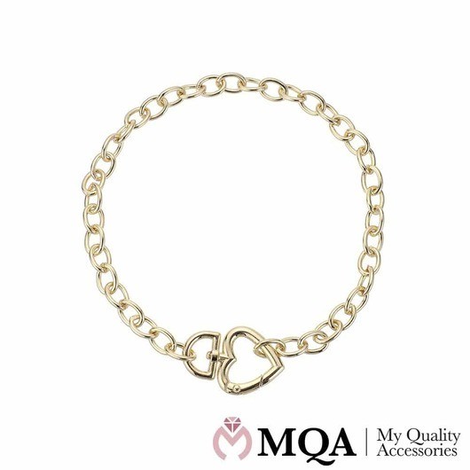 Halsband guldfärgat, brett, hjärtformat lås