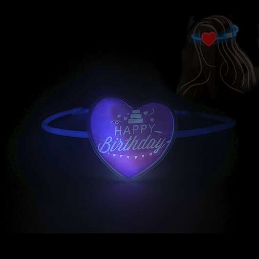 Pannband med hjärta - Självlysande glow stick - 3 modeller - - Happy Birthday gul