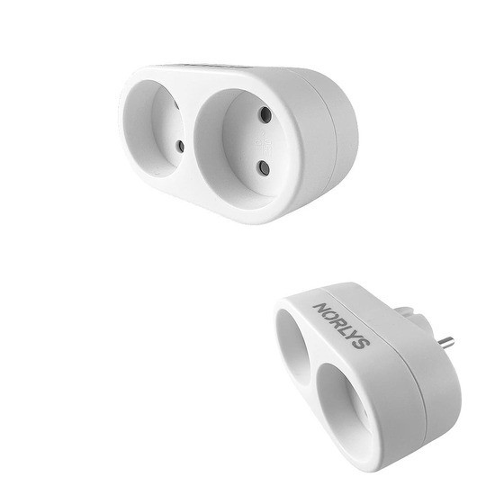 Dubbelplugg Vit - Norlys - Rund m/2 uttag