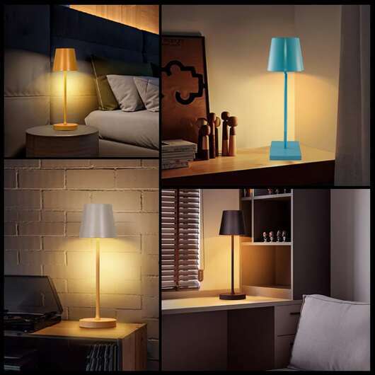 Bordslampa LED m / touch - sladdlös - många färger - Vit