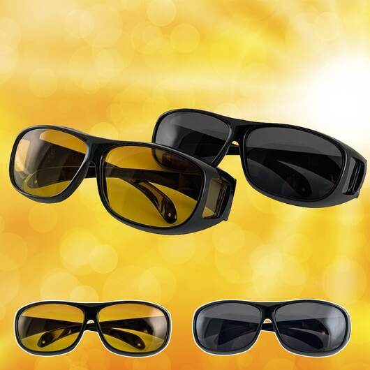 HD-Vision glasögon - 2 st dag + natt polariserade glasögon (perfekt för bilkörning, sport, nattkörning & UV solglasögon)
