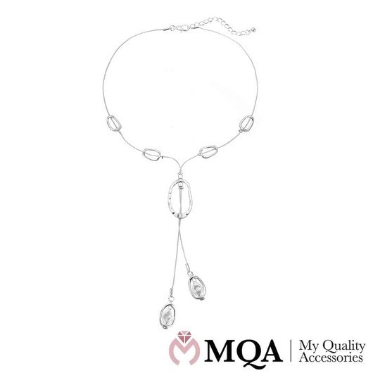 Halsband silverfärgade, ovala ringar, justerbara
