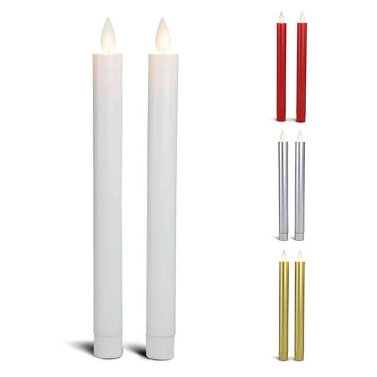 LED kronljus plast - 2 st. - 22,2 cm - med 3D-låga - (flera färger) - Röd