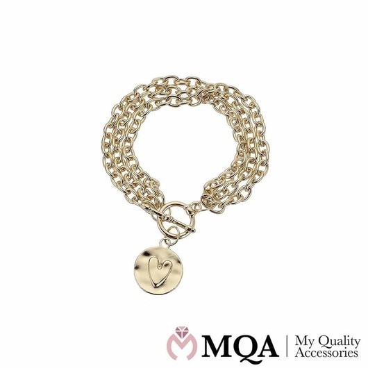 Armband, guldfärgat, 3-i-1-kedja, sött hjärta, växlingslås