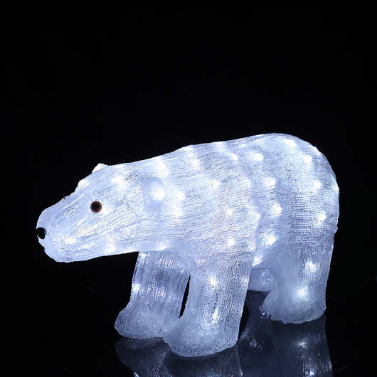 Akryl Isbjörn - Höjd 29 cm med LED-lampor -