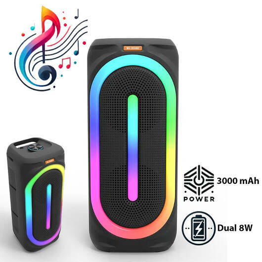 Soundbox högtalare med bluetooth, RGB-ljus, FM-radio och mikrofon (56 x 24 cm.)