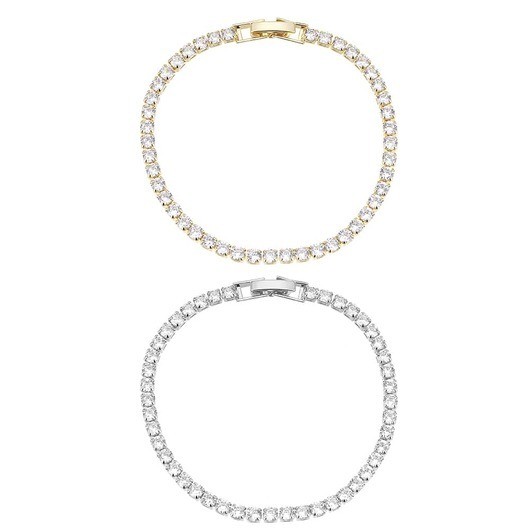 Armbånd, guld- eller silverfärgad, många glittrande stenar, justerbar - Guld