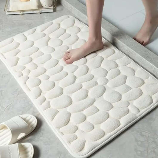 Absorberande Badrumsmatta med Halkfri Undersida - Vit / 50 x 80 cm