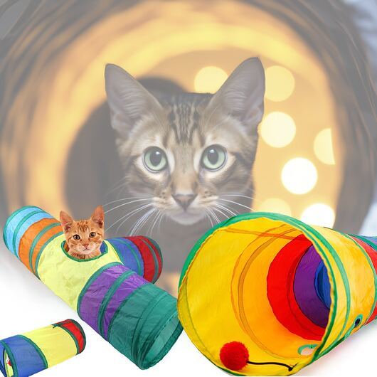 Kattunnel med stabil form  -  3 olika storlekar  -  - Modell 3 (25 x 80 + 30 cm)