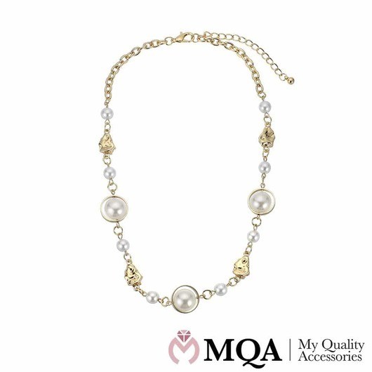 Halsband guldfärgade, stora och små pärlor, justerbara