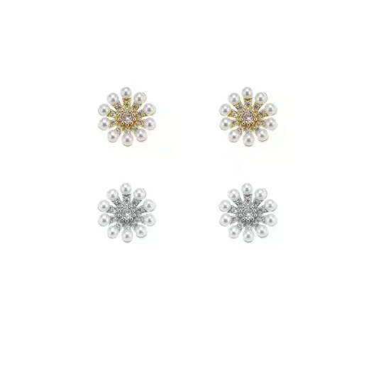 Ãrhängen med små pärlor, guld eller silver - Silver