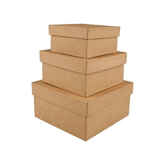 Creativ Company Square Boxes Papier-mache 3pcs.