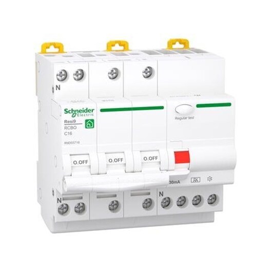 Schneider Electric Resi9 XP RCBO/combination switch 3PN C-characteristic 16A 6kA 30mA class A 90mm