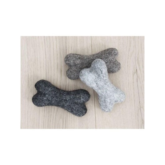 Wooldot - Toy Dog Bones - Charcoal Grey - 14x7x5cm
