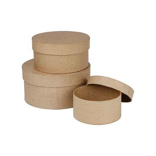 Creativ Company Round Boxes Papier-mache 3pcs.