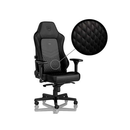 noblechairs HERO Real Leather Gaming Chair - Black Gaming Stol - Svart - Läder - Upp till 150 kg