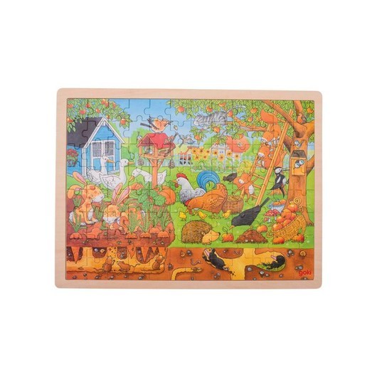 Goki Wooden Puzzle - Life in the Garden Trä