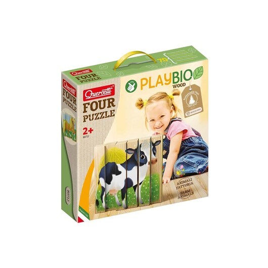 Quercetti PlayBio Four Wooden Puzzles: Farm Animals