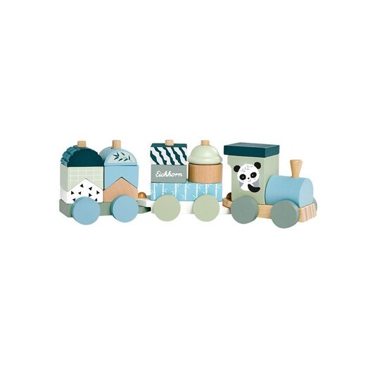 Eichhorn Wooden Block Train Panda 16 pieces.