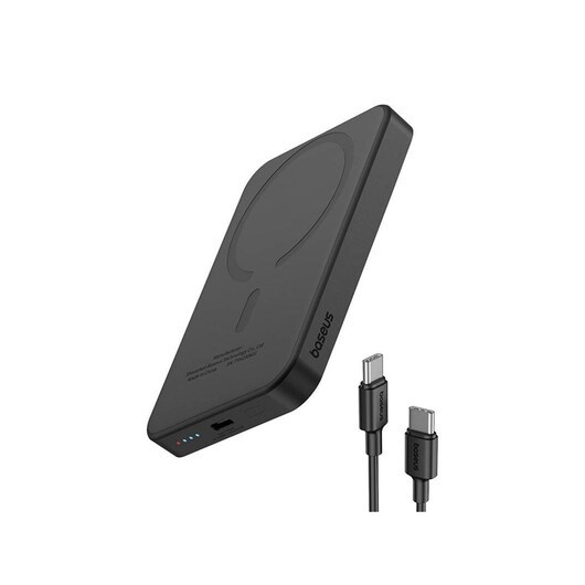 Baseus Magnetic Mini Powerbank 5000mAh USB-C 20W (black) PowerBank - Svart - 5000 mAh