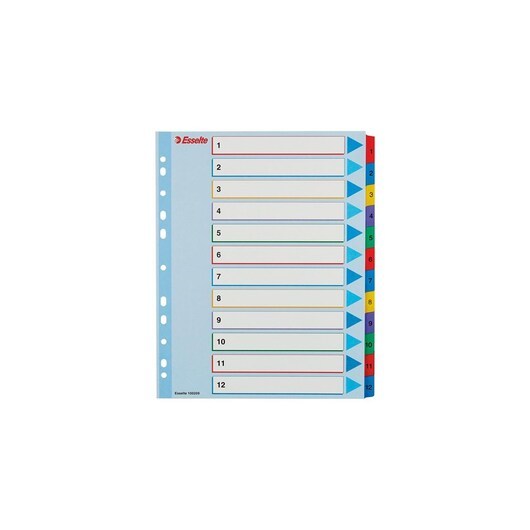 Esselte - divider - 12 parts - for A4 Maxi - tabbed (pack of 10)