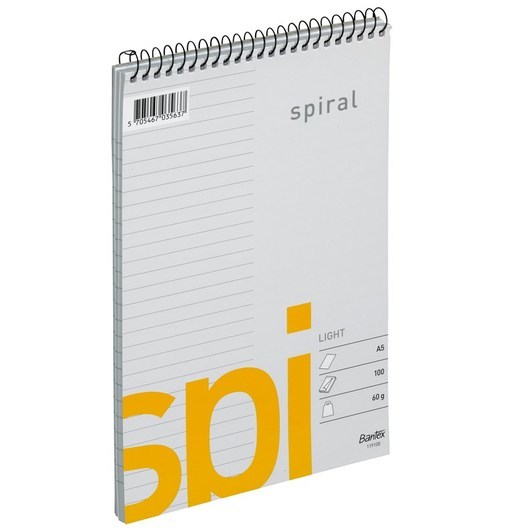 Bantex  Light Spi Spiralblock, A5, Linjerat