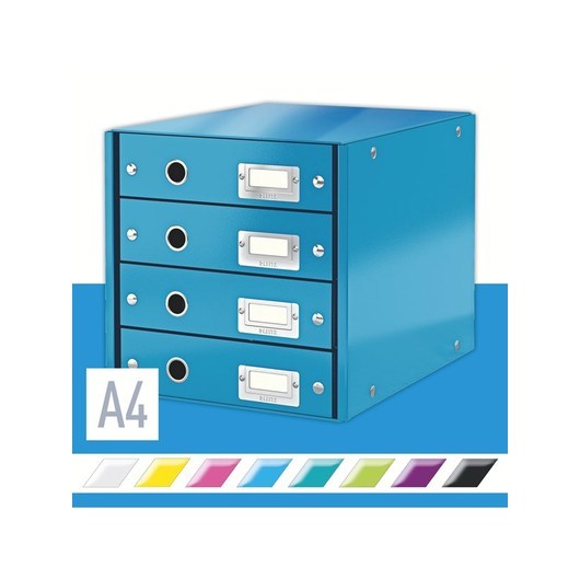 Leitz Förvaringsbox Click &amp; Store WOW 4 lådor, blå