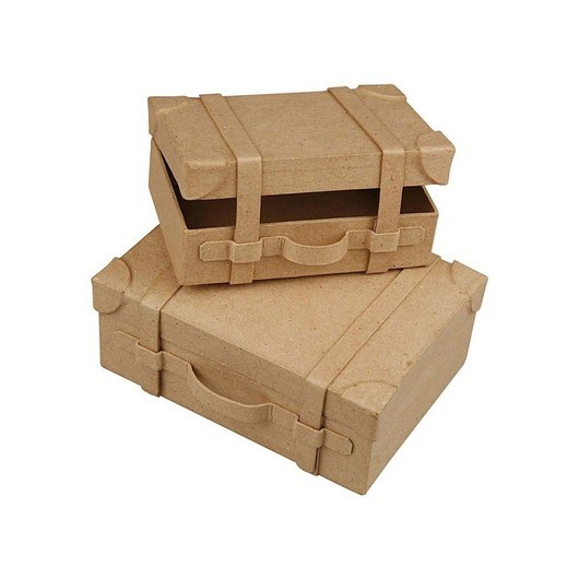 Creativ Company Papier mache Suitcases Handmade set of 2