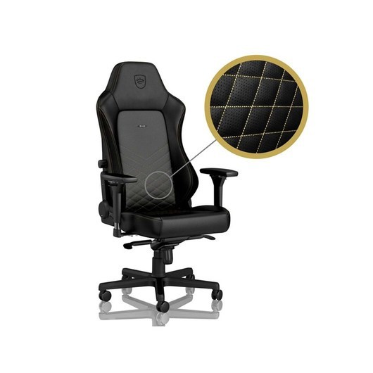 noblechairs HERO Gaming Chair - Black/Gold Gaming Stol - Svart / Guld - PU-skin - Upp till 150 kg