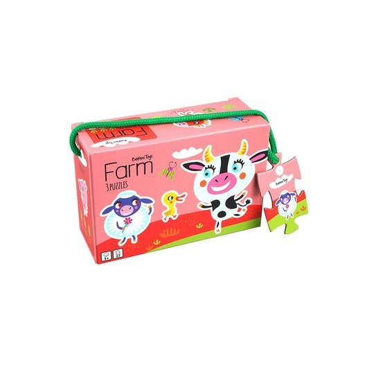Barbo Toys Little Bright Ones - 3 Puzzles - Farm