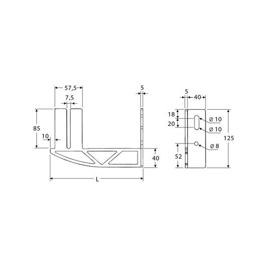 Hudevad (RIOpanel) Wall support 205/150 mm for LK