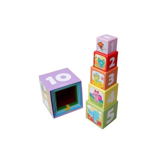 Barbo Toys Little Bright Ones - 10 Stacking Cubes - Safari