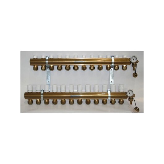 Pettinaroli Manifold system in- and outlet 1x3/4 incl  brackets 20 mm fittings and end pieces 12 outlets