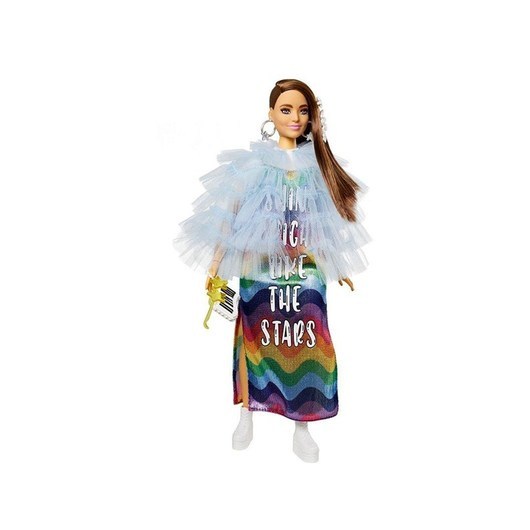 Barbie Blue Coat &amp; Rainbow Dress