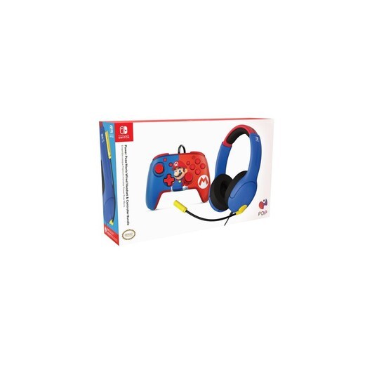 PDP Power Pose Mario Wired Headset &amp; Controller Bundle - Controller - Nintendo Switch