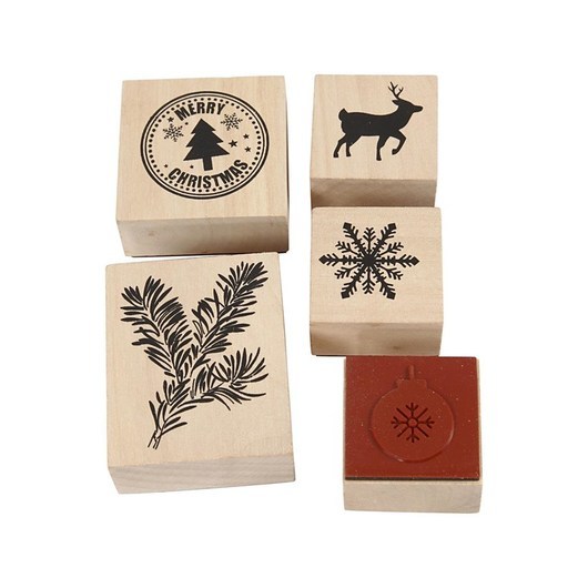 Creativ Company Wooden Stamp Set Christmas 5pcs.