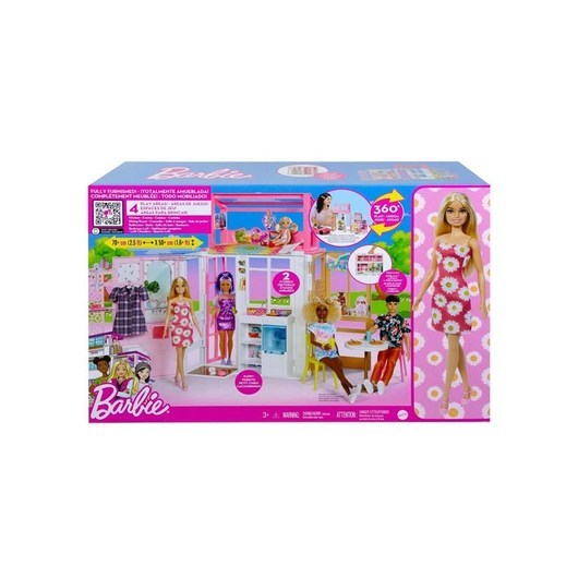 Barbie Lek-och-tag-med Hus inkl. Docka