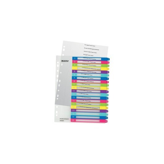 Leitz WOW - divider - 20 parts - for A4 Maxi - tabbed - multicolour