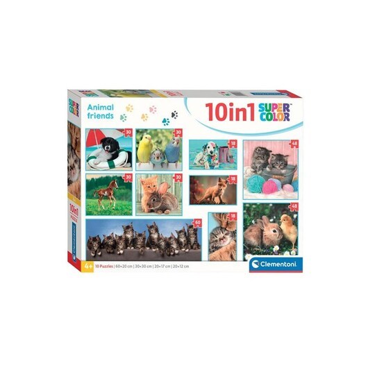Clementoni Jigsaw Puzzle Super Color 10in1 Animal Friends Golv