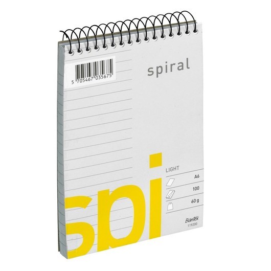 Bantex  Light Spi Spiralblock, A6, Linjerat