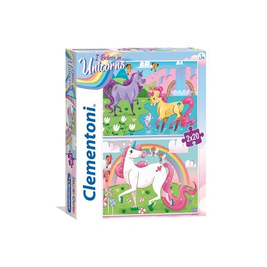 Clementoni 2x20 pcs. Puzzles Kids SuperColors Unicorn Golv