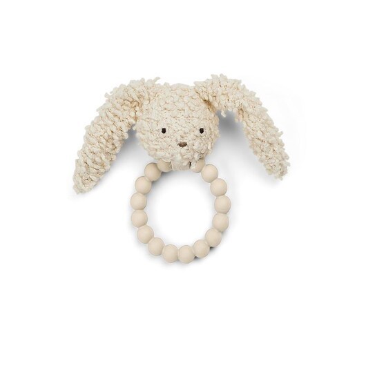 Smallstuff - Rattle Silicone Ring Rabbit Off. White