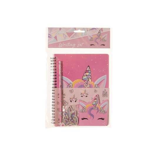 Euromic UNICORN GEMS writing set w/A5 spiral book