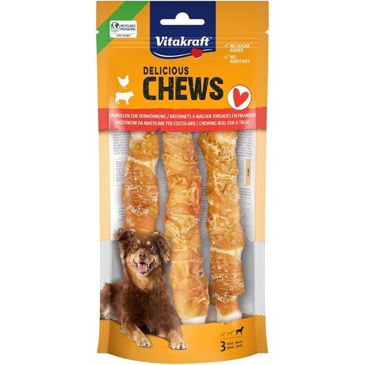 Vitakraft Chews deli Tuggrulle, Kyckling, L, 3-p