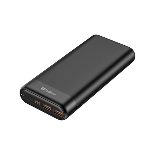 Sandberg Powerbank 20000 PD65W+2xQC3.0 PowerBank - Svart - 20000 mAh